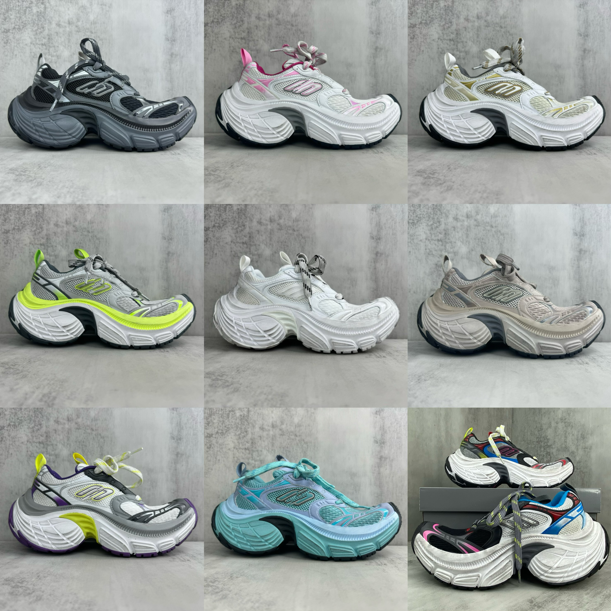 巴黎风新款6XL做旧老爹鞋低帮厚底增高男女系带时尚休闲运动鞋