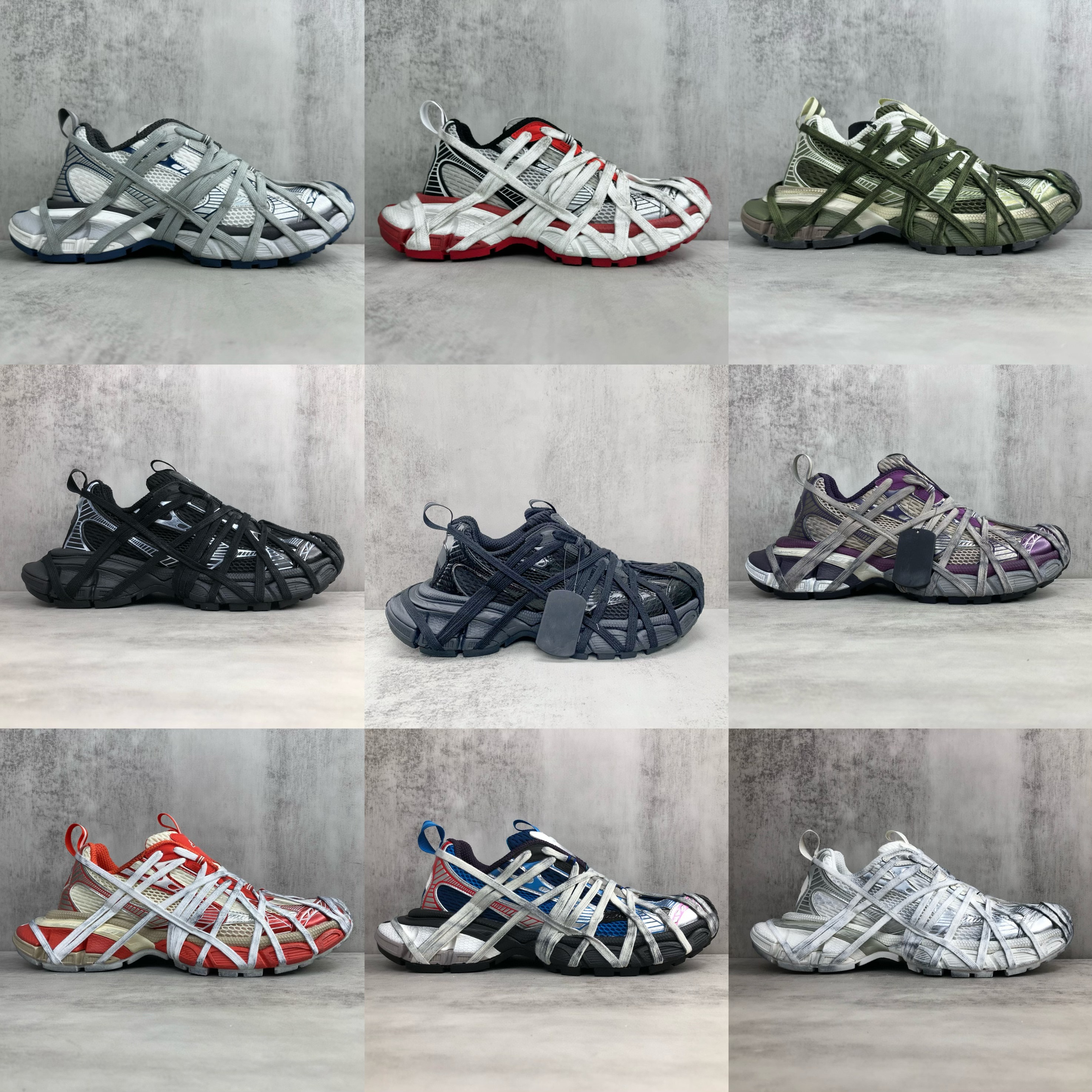 巴黎风绑带3xl蜘蛛侠套脚一脚蹬男女情侣低帮休闲运动做旧老爹鞋