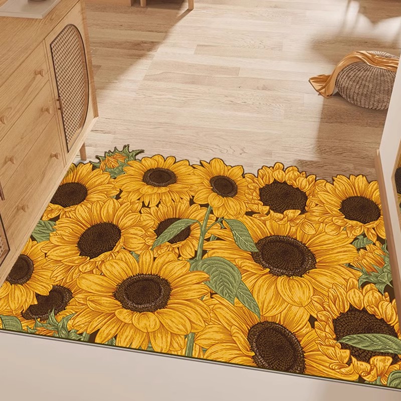 黄色花朵脚垫门垫进门入户地垫玄关门口除尘垫子pvc可擦免洗地毯