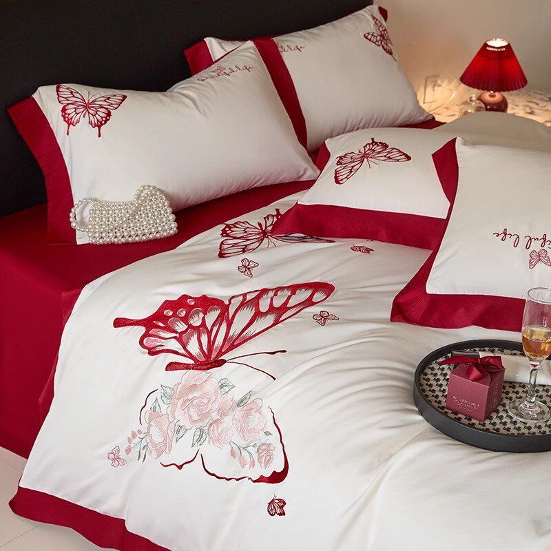 浪漫婚礼结婚四件套大红色x新婚床单被套婚庆床上用品婚房陪嫁,床上用品,婚庆床品套件,淘宝优惠券,粉丝福利购,淘宝优惠卷
