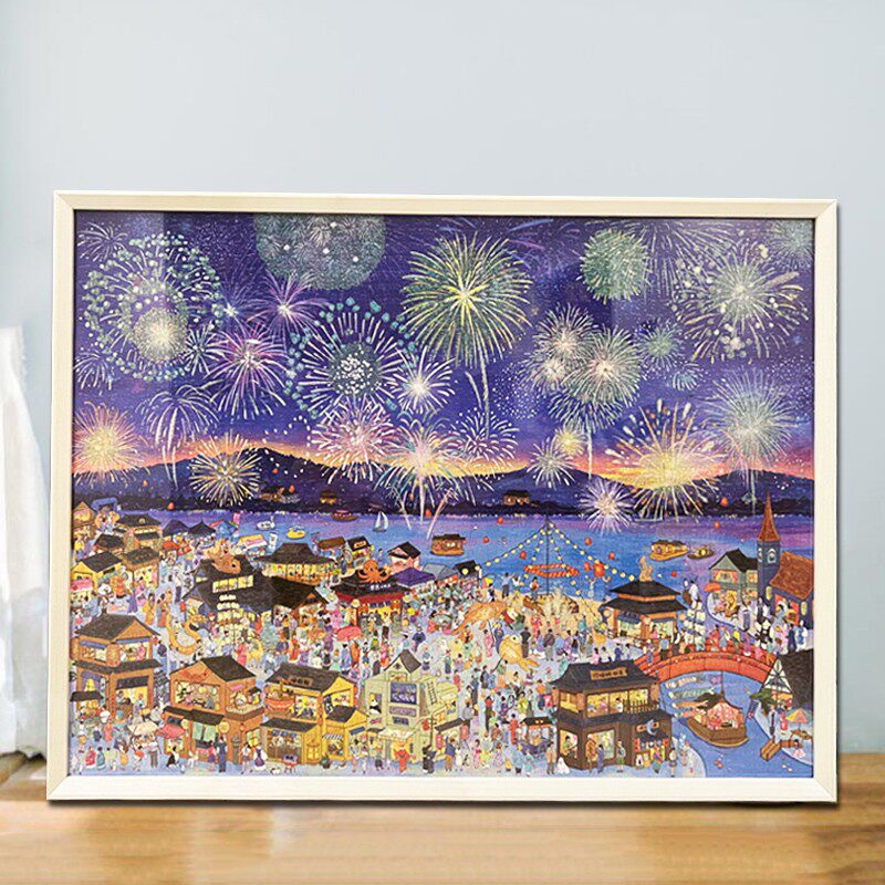 花火夜游拼图框200n0片96*68cm专用拼图框裱框实木相框金属画框