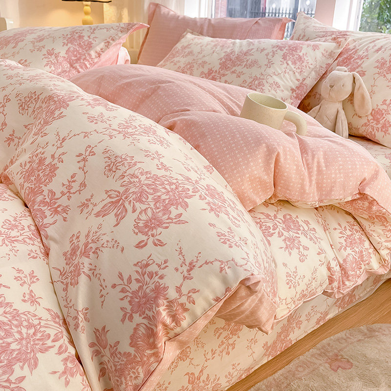 简约花卉纯棉被套单件100全棉被罩150x200x2P30单双人被芯套被子