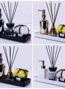 卫生间洗手台摆件样板房洗漱台摆设家居饰品香薰托盘套装卫浴软装