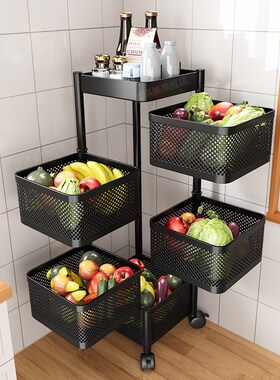 旋转置物架厨房专用多层收纳架多功能架子落地家用放菜落地式