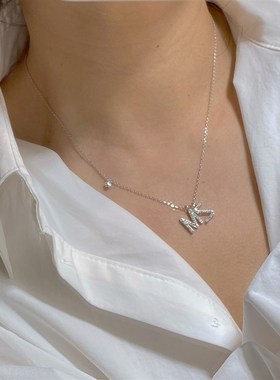 项链女小众设计感高级纯银短款颈链银饰2021年新款字母吊坠锁骨链