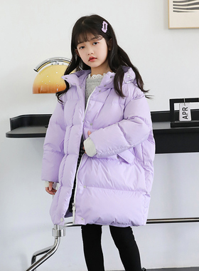 儿童羽绒服女童中长款加厚连帽中小童大童亲子装男童羽绒服23159