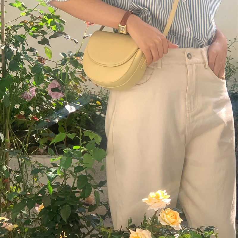 芝士商店~黄色质感斜挎包女2023夏季新款单肩包包通勤休闲马鞍包