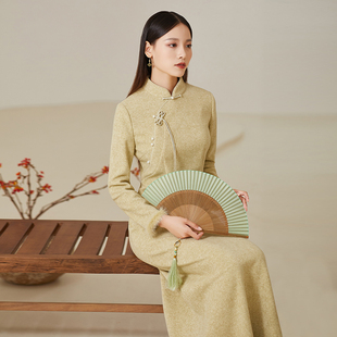 改良中国风洋装2023新款旗袍秋冬新中式汉服老钱风女装复古唐装