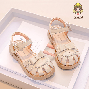 女童凉鞋儿童真皮小公主鞋2023新款夏季宝宝女孩软底单鞋包头童鞋