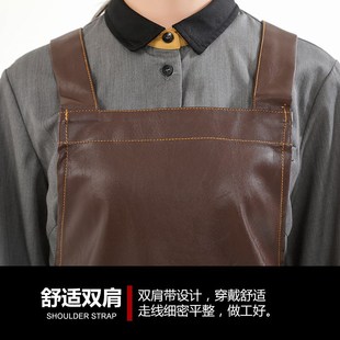 防污皮革围裙定 制印logov菜场超市餐厅饭店厨房家男女工作服订