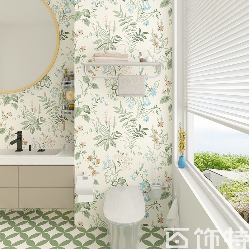 浴室墙纸自粘加厚防水瓷砖贴家用壁纸卫生间厕所装饰田园风墙贴画
