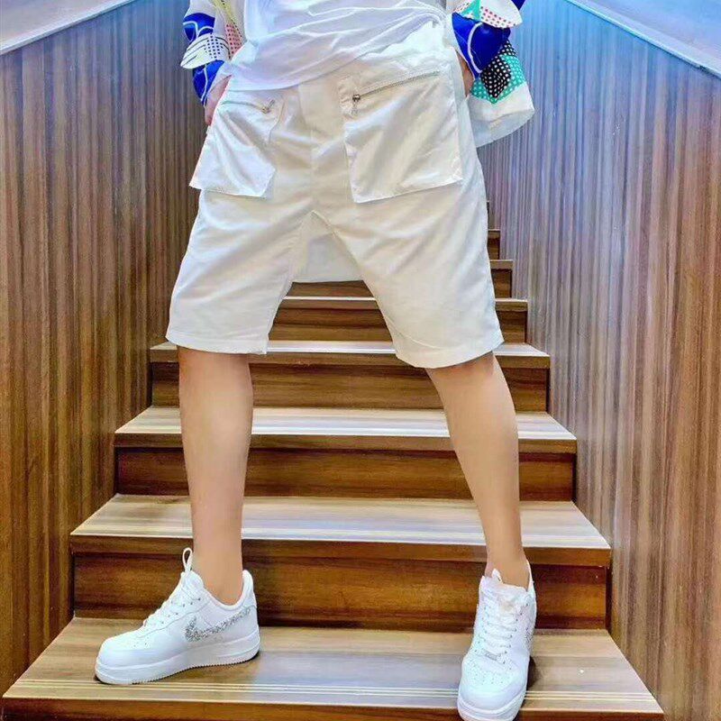 潮流裤子夏季潮牌五分裤口袋拉链时尚休闲短裤运动哈伦裤男士中裤