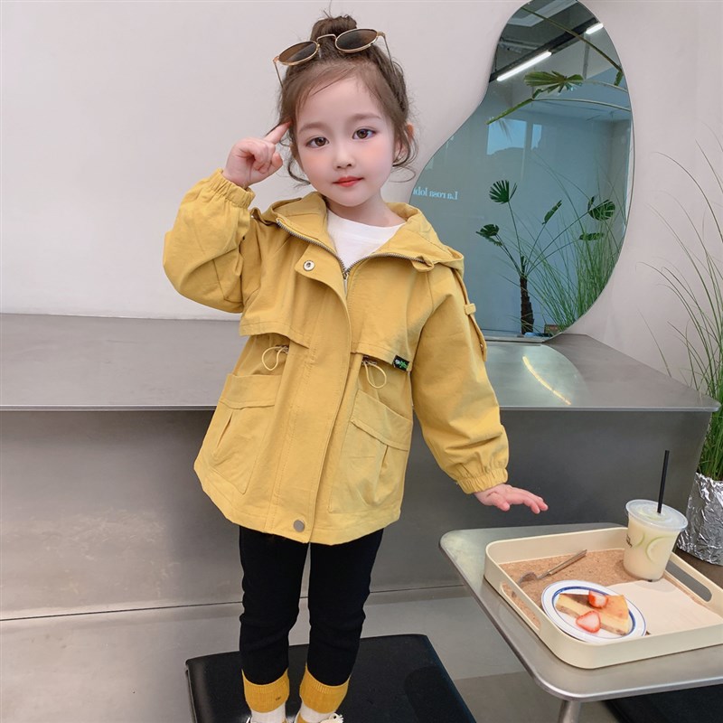 女童外套儿童风衣中长款2022新款男童女宝宝秋季上衣洋气小童秋装