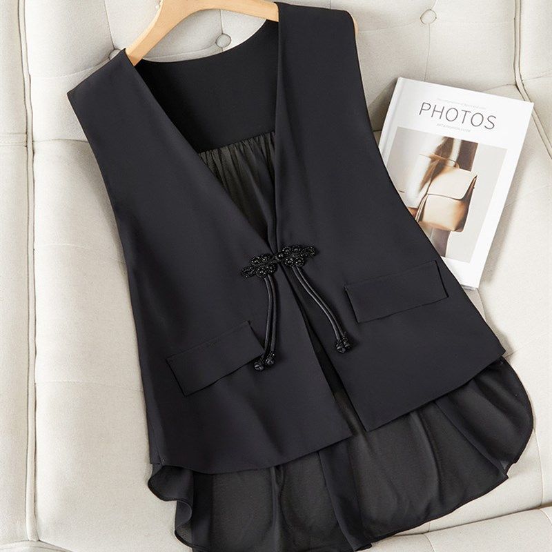 夏季雪纺马甲女薄款2024年中式国风女士马夹背心女外搭小坎肩