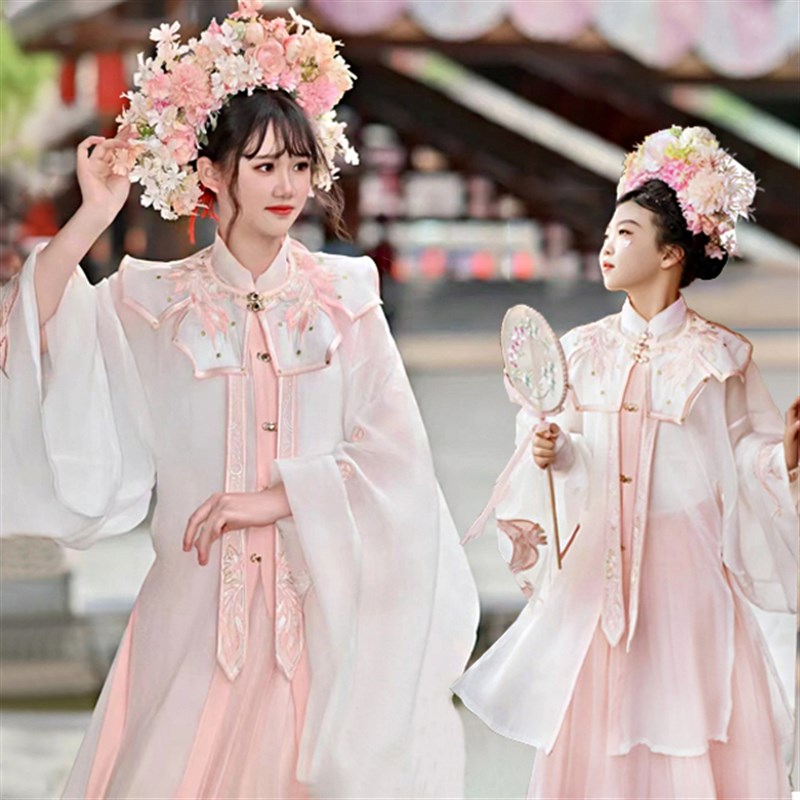 母女童汉服亲子古装春2025新款唐古风摄影超仙儿童制套装演出服