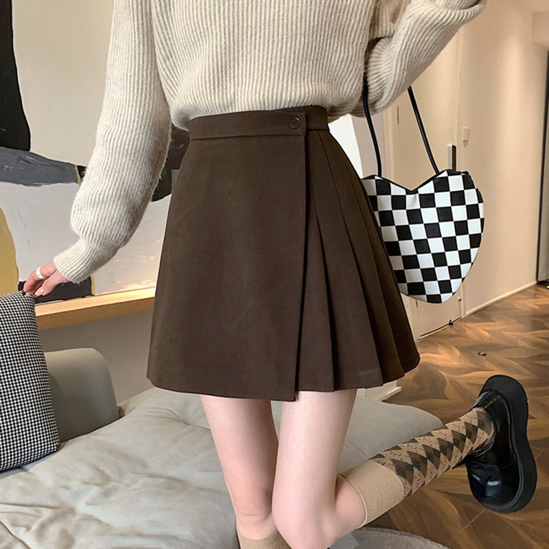 春秋冬季西装百褶半身裙子女装2025年新款显瘦小个子高腰a字短裙