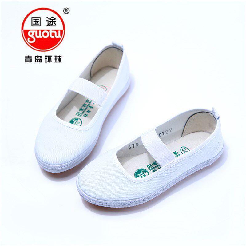 儿童舞蹈鞋宝宝帆布鞋幼儿园室内鞋男童女童一脚蹬学生夏季小白鞋