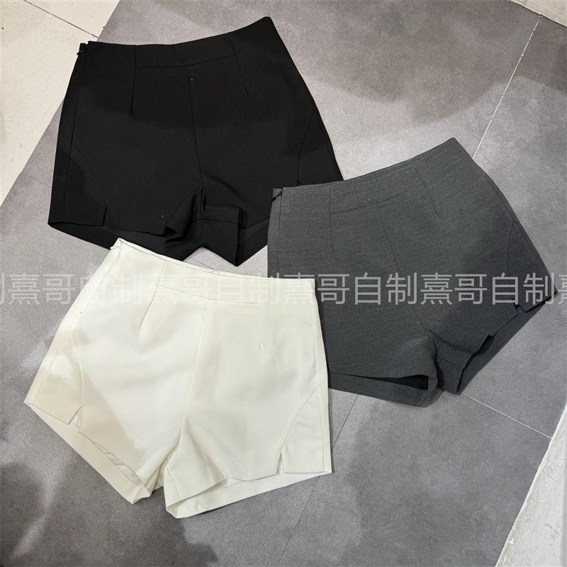 西装短裤女春夏2025新款潮高腰a字裤黑色显瘦宽松轻薄外穿阔腿裤