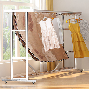 户外晾衣架落地阳台床单双层立式加厚加粗不锈钢落地衣架超强承重