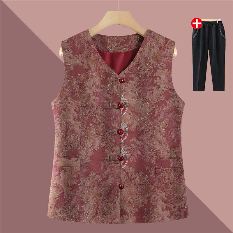 老年人马甲女奶奶春装背心薄款大码妈妈坎肩老人衣服春秋太太外穿
