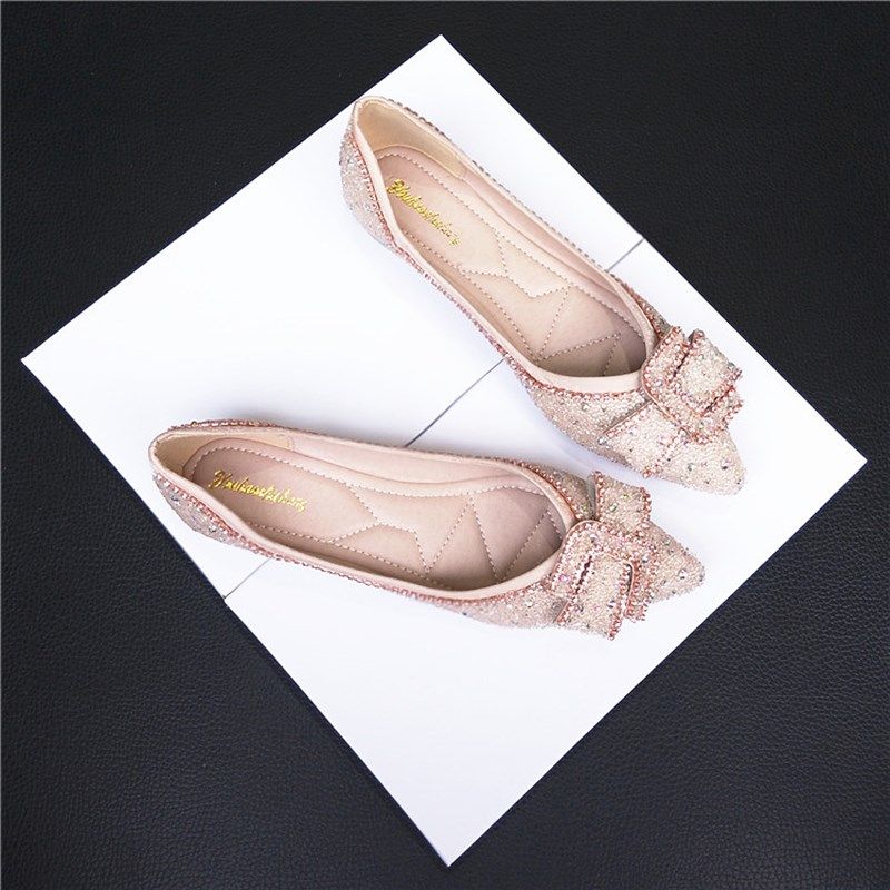 平底鞋女浅口2025年春新款百搭尖头单鞋女水钻时尚瓢鞋软底豆豆鞋,女鞋,浅口单鞋,淘宝优惠券,粉丝福利购,淘宝优惠卷