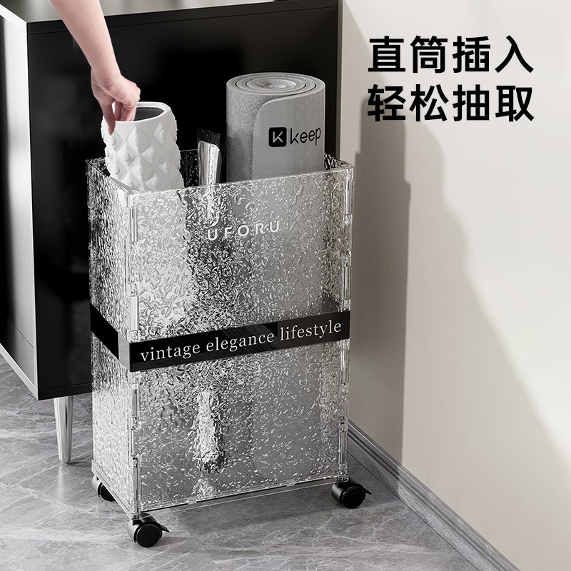 直销瑜伽垫收纳筐家用带轮健身运动器材收纳架哑铃篮球足球用品置