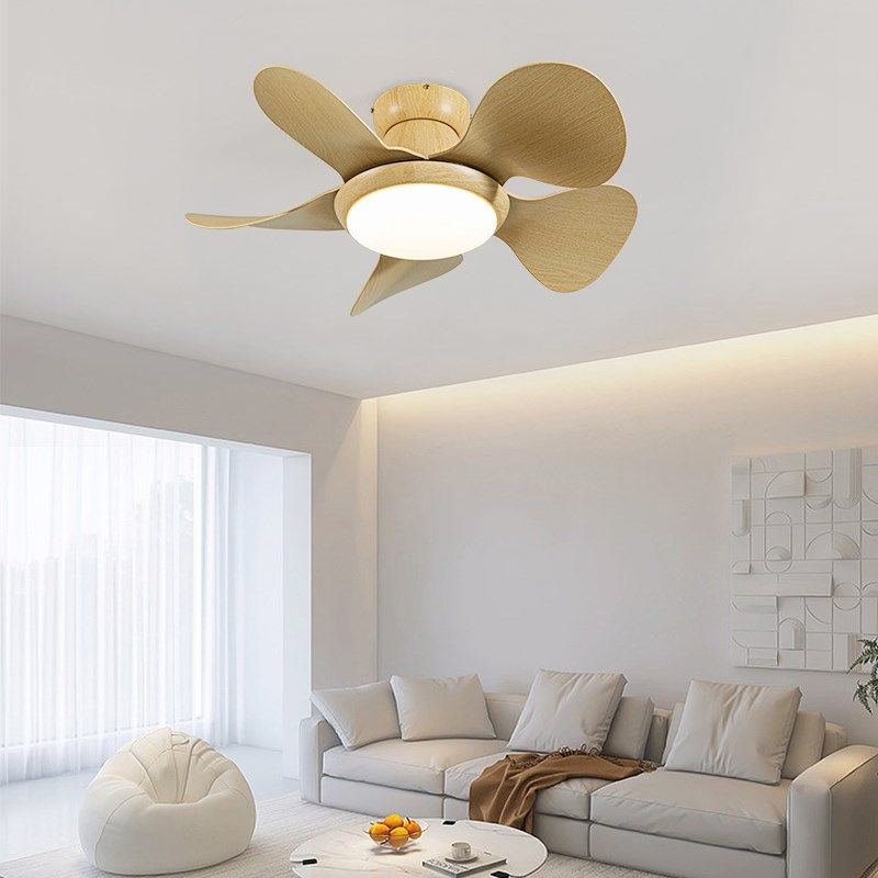 原木风超薄变频遥控一体吊扇灯客厅餐厅卧室吸顶电风扇灯家居装饰