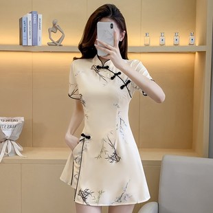 新中式旗袍连衣裙夏季2024新款女装修身显瘦气质高级感两件套套装