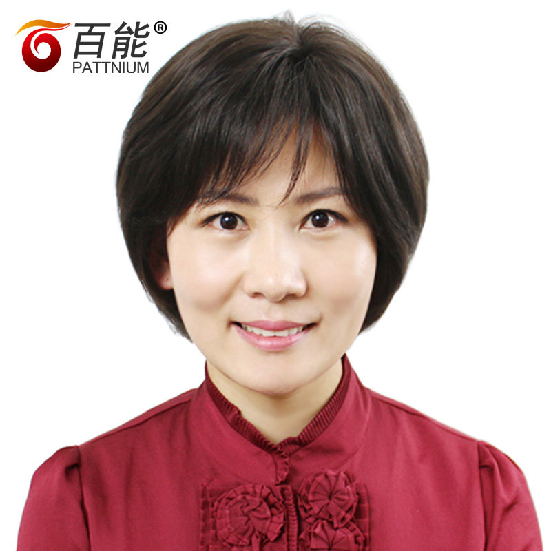 女式真发假发真人发丝直发中老年假发 自然逼真女款头套 妈妈假发