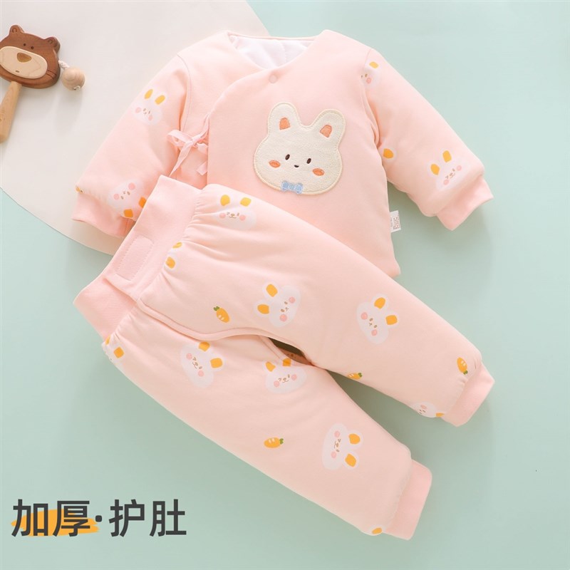 新生婴儿冬装加厚棉服秋冬款加厚套装初生女宝宝分体和尚夹棉衣服