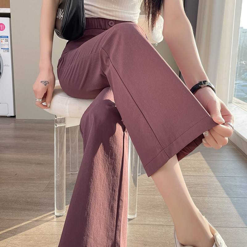 香芋紫微喇小个子西装裤女春秋新款高腰显瘦速干裤九分休闲喇叭裤