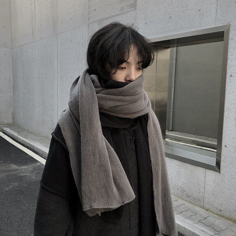 陆与山屿山本暗黑披肩斗篷保暖经典黑灰围脖绒感保暖百搭男女围巾