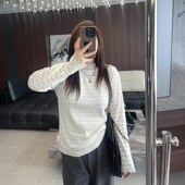 大码 新款 女装 温柔蕾丝打底衫 胖mm2024年秋装 冬装 内搭长袖 t恤上衣