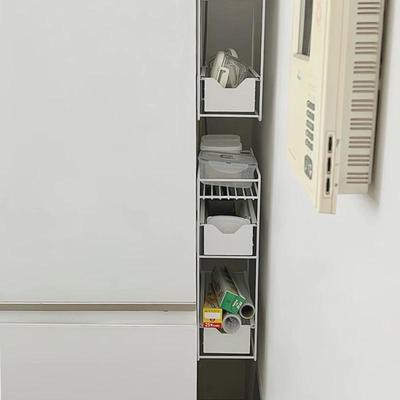 磁吸冰箱置物架侧收纳抽拉式保鲜膜厨房用纸挂架夹缝整理收纳神器