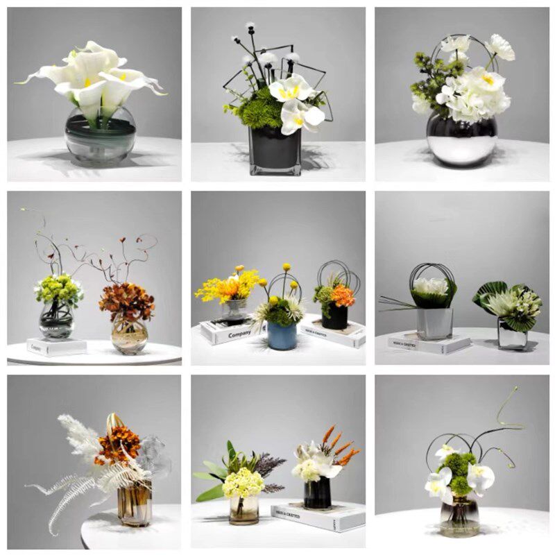 轻奢样板间卫生间浴室柜洗手台花艺摆件托盘香薰卫浴组合软装饰品