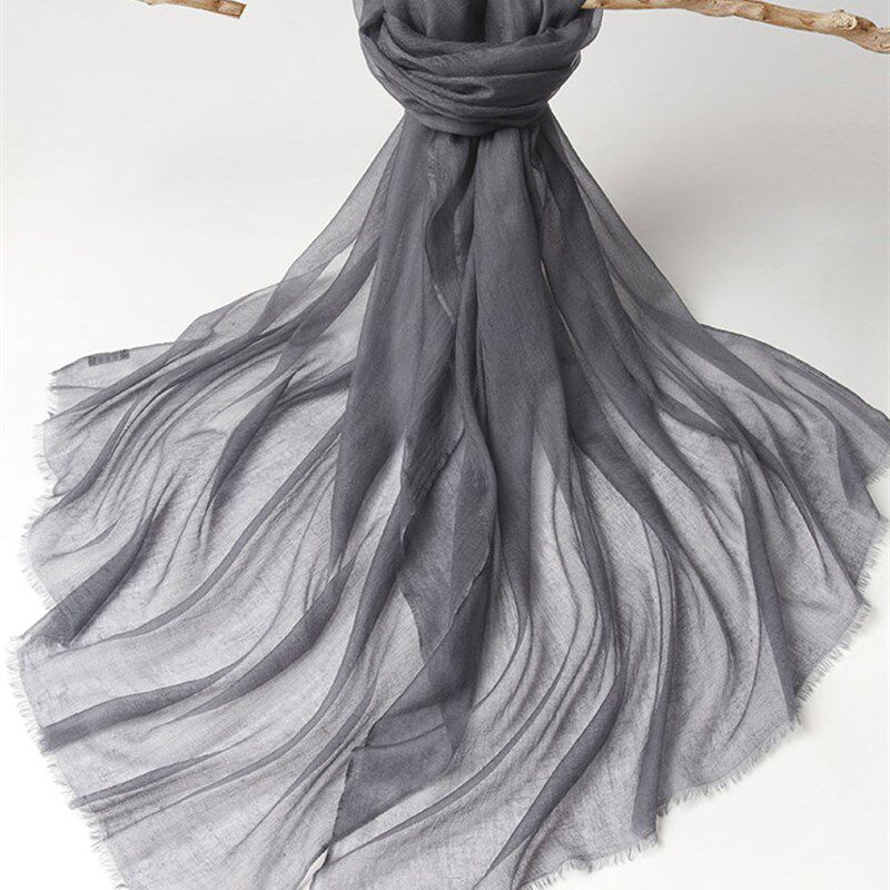 内蒙古纯羊绒戒指绒围巾300支超薄羊绒披肩围巾两用纯色水溶工艺