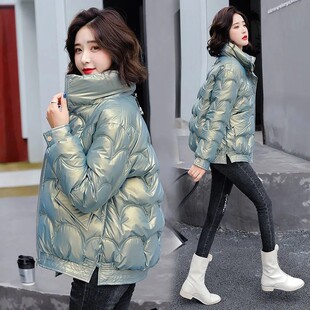 羽绒棉服女短款2021冬季新款小棉袄反季免洗亮面防雨韩版宽松外套