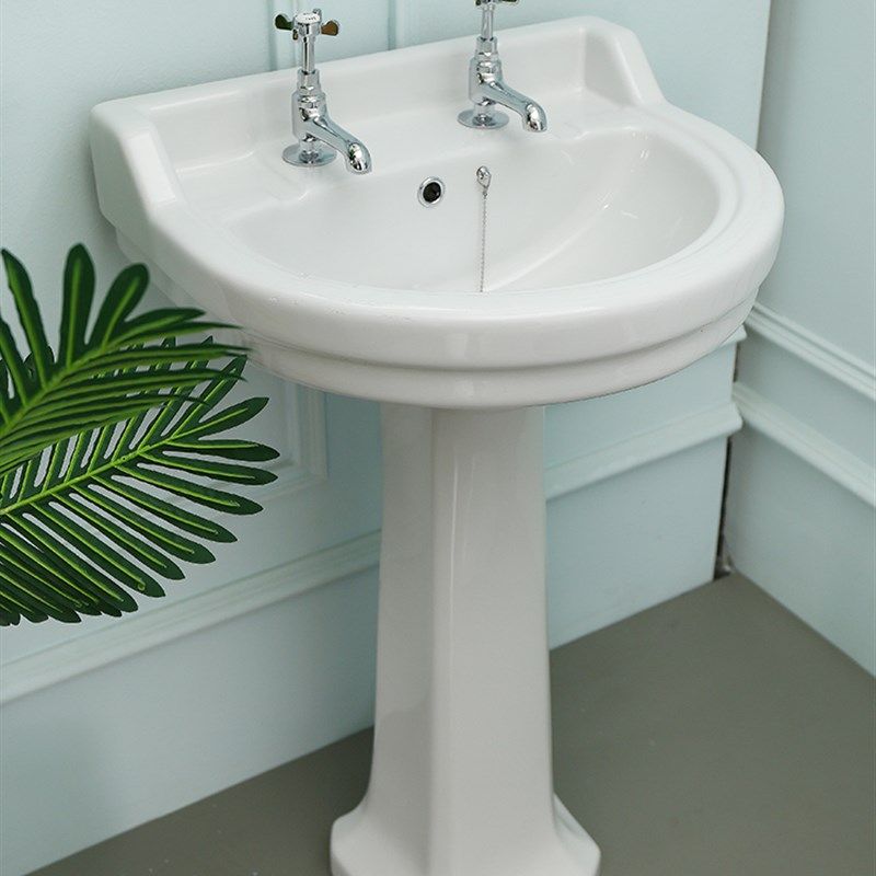 蝶陶新款经典英式复古陶瓷立柱盆双孔单孔落地式洗脸面盆家用酒店