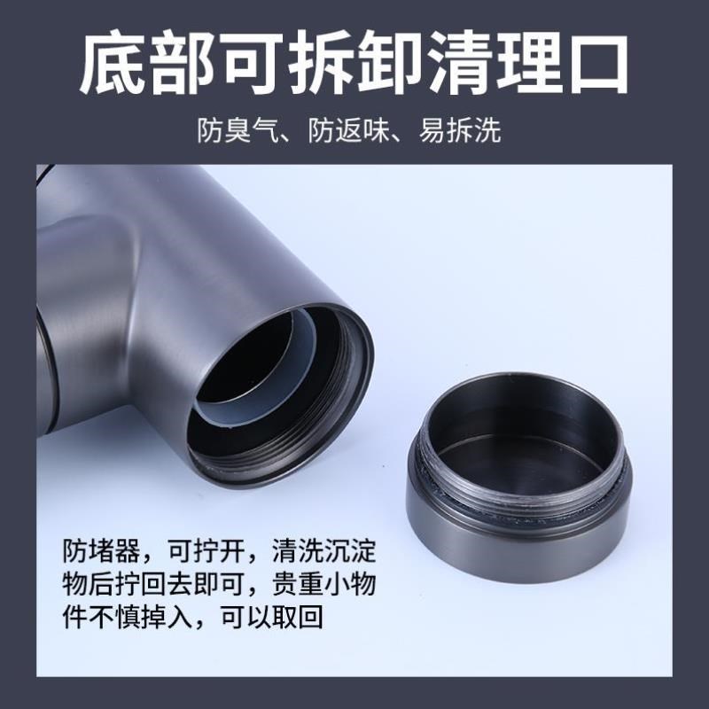 排水器地排灰色配件下水管面盆墙式洗脸盆浴室柜排入枪下水器墙铜