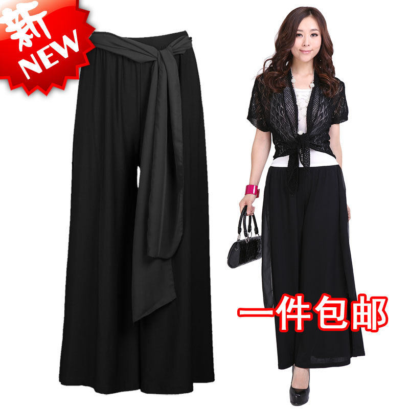 新款阔腿裤裤裙女裤九分裤黑色裙裤宽腿休闲长裤阔脚裤宽松肥腿裤