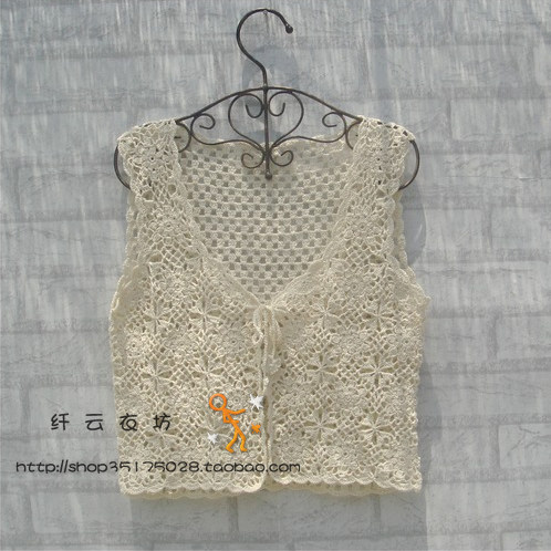 2024夏装日系春夏 手工钩花新款女装镂空针织 吊带外搭马甲短外套