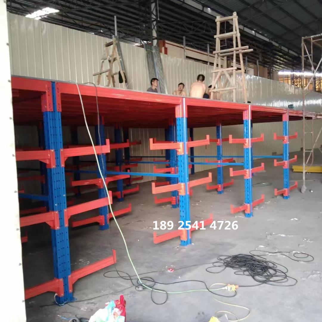 定制悬臂式阁楼平台货架双层门窗厂仓库铝型材管材建材放置架重型