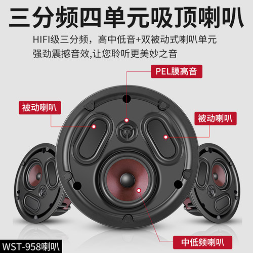 威斯汀背景音乐喇叭吸顶家用音响天花吊顶音箱嵌入式广播店铺