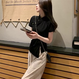 新中式国b风套装女夏季2025新款显瘦减龄气质休闲运动阔腿裤两件