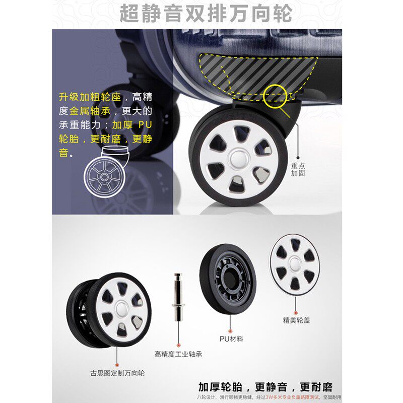 结实耐用加厚行李箱女24静音防震万向F轮旅行箱子男拉杆箱铝框26