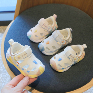 包头6到12个月0一1岁8软底防滑R婴儿学步鞋 女宝宝机能凉鞋 男宝夏