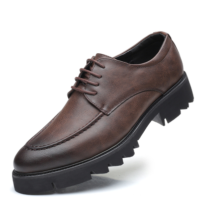 秋季透气商d务正装厚底皮鞋男士韩版休闲内增高英伦尖头黑色皮鞋