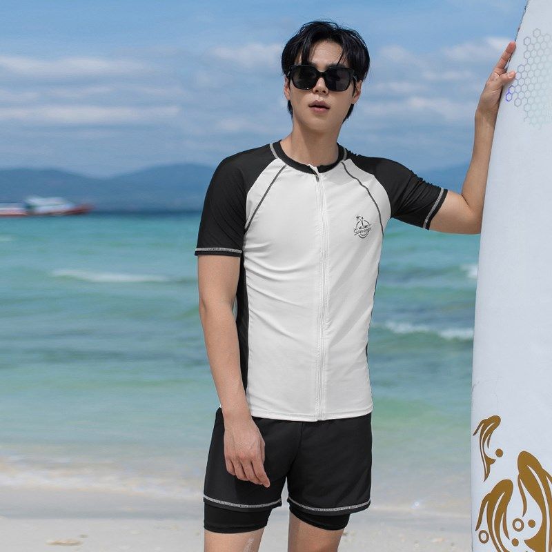 泳衣男款防尴尬大码200斤宽松双层游泳裤泡温泉S男士套装250斤