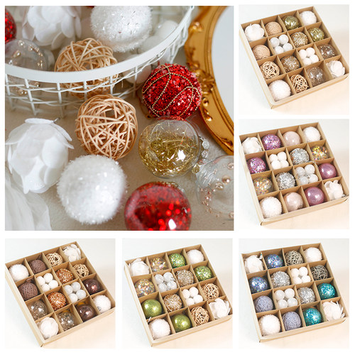 6cm红金色透明银白色耶诞球diy耶诞树L装饰高级吊饰挂饰挂件套装