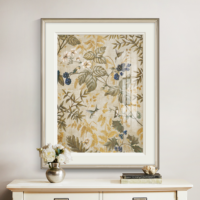 美式乡村花鸟装饰画客厅餐厅花卉壁画入H户玄关过道轻奢挂画田园图片